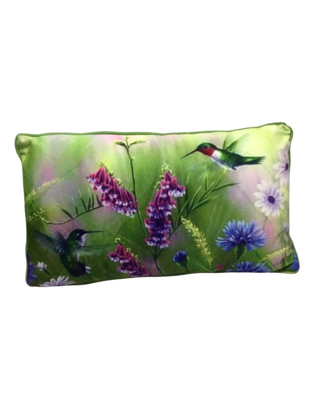 Hummingbird Floral Print Rectangle Throw Pillow